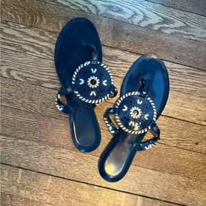 Jack Rogers Blue Sandals with Gold Ornament